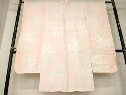 平和屋着物●振袖用長襦袢　袷　山車花地紋　暈し染め　正絹　逸品　AABL0071ck