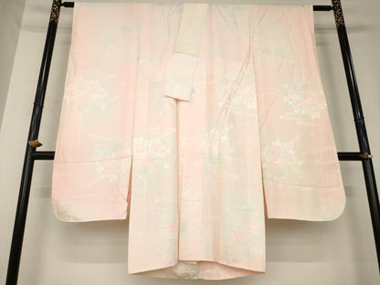 平和屋着物●振袖用長襦袢　袷　山車花地紋　暈し染め　正絹　逸品　AABL0071ck
