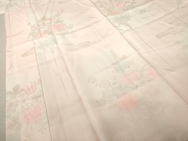 平和屋着物●振袖用長襦袢　袷　山車花地紋　暈し染め　正絹　逸品　AABL0071ck