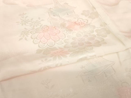 平和屋着物●振袖用長襦袢　袷　山車花地紋　暈し染め　正絹　逸品　AABL0071ck