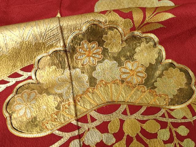 平和屋着物●豪華振袖　駒刺繍　松尽くし　暈し染め　金彩　正絹　逸品　AABL0072ck
