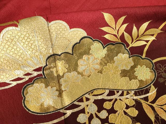 平和屋着物●豪華振袖　駒刺繍　松尽くし　暈し染め　金彩　正絹　逸品　AABL0072ck