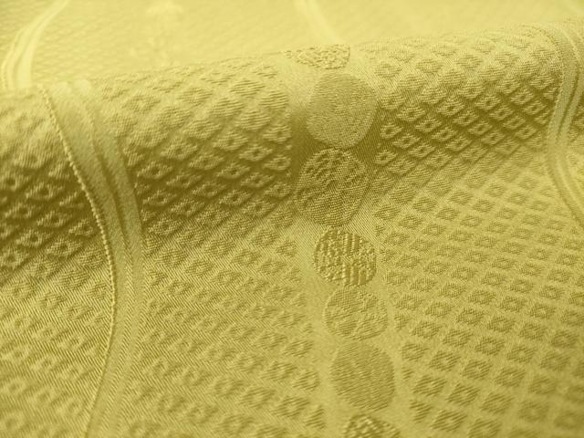 平和屋着物●上質な色無地　よろけ縞地紋　油色　正絹　逸品　AABL0073ck