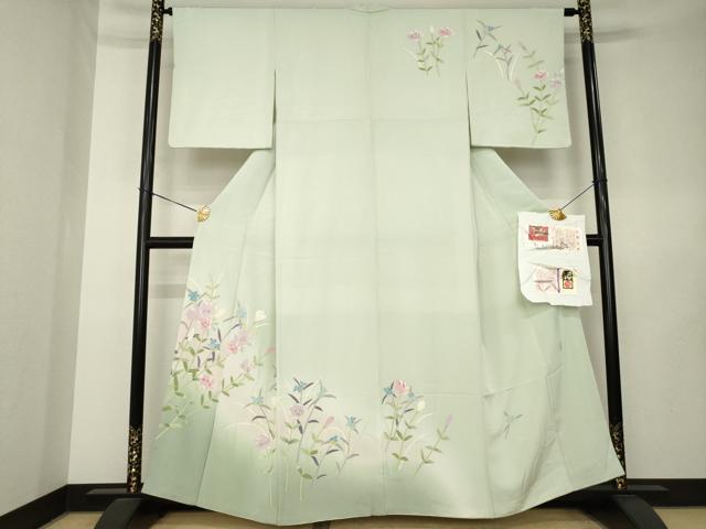 平和屋着物●本加賀友禅作家　田中勲　訪問着　トルコ桔梗紫露草　正絹　逸品　AABL0074ck