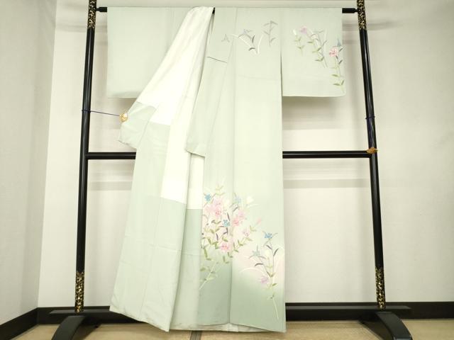 平和屋着物●本加賀友禅作家　田中勲　訪問着　トルコ桔梗紫露草　正絹　逸品　AABL0074ck