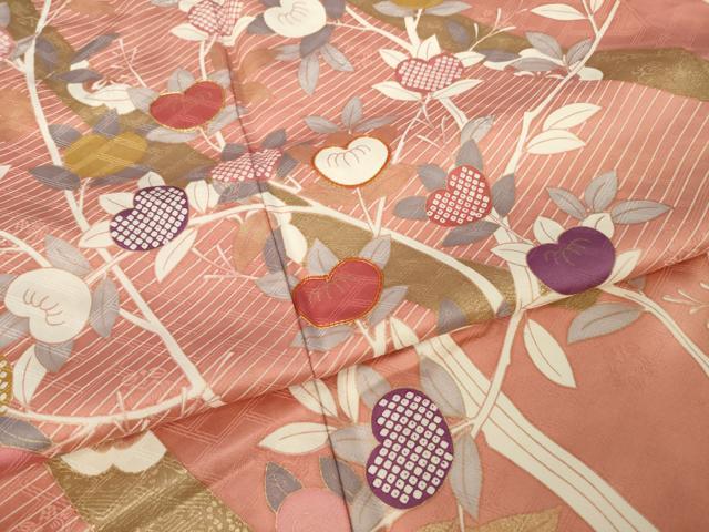 平和屋着物●十日町老舗ブランド　吉澤友禅　吾妻徳穂　振袖　駒刺繍　橘　金彩　正絹　逸品　AABL0077ck