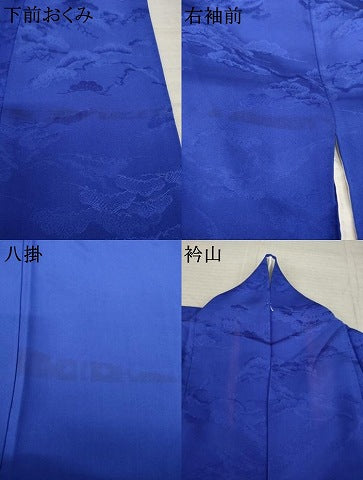 平和屋着物●上質な色無地　枝松地紋　紺色　正絹　逸品　AABL0078ck