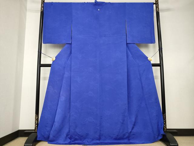 平和屋着物●上質な色無地　枝松地紋　紺色　正絹　逸品　AABL0078ck