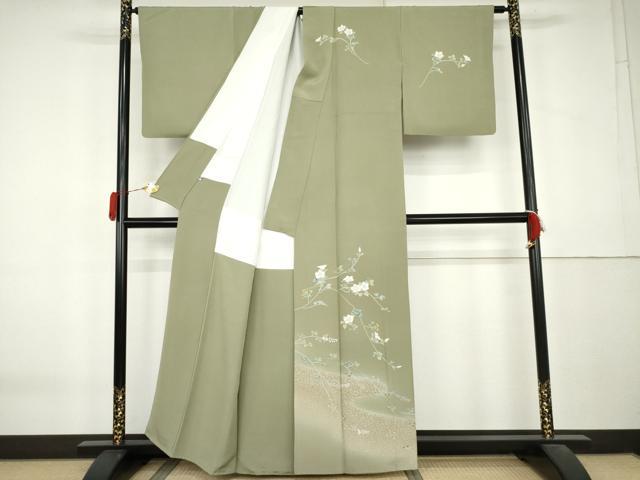 平和屋着物●京友禅作家　伊達富美子　訪問着　枝花文　暈し染め　正絹　逸品　AABL0081cs