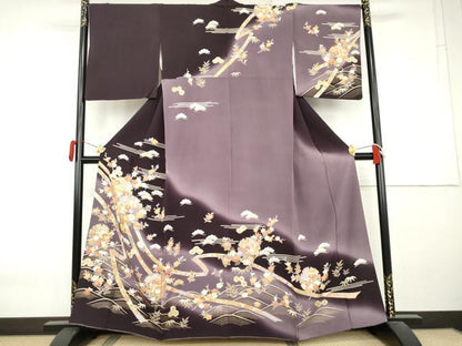 平和屋着物●訪問着　駒刺繍　雪輪吉祥花文　暈し染め　金彩　正絹　逸品　AABL0082cs