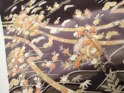 平和屋着物●訪問着　駒刺繍　雪輪吉祥花文　暈し染め　金彩　正絹　逸品　AABL0082cs