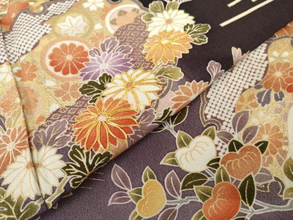 平和屋着物●訪問着　駒刺繍　雪輪吉祥花文　暈し染め　金彩　正絹　逸品　AABL0082cs