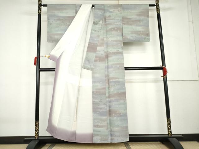 平和屋着物●上質な小紋　ろうけつ染　地紋起こし　エ霞吉祥花文　暈し染め　正絹　逸品　未使用　AABL0083cs