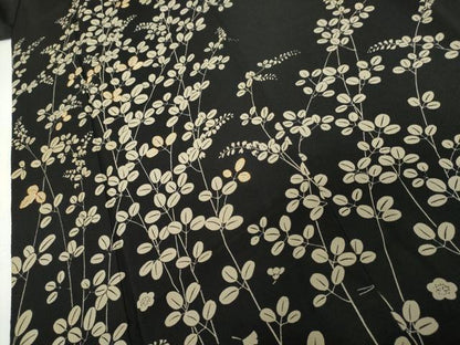 平和屋着物●訪問着　駒刺繍　萩　黒地　正絹　逸品　AABL0085cs