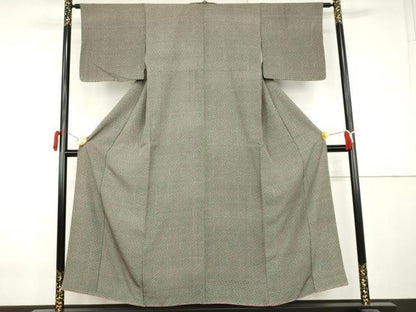 平和屋着物●江戸小紋　花菱文　黒地　正絹　逸品　AABL0086cs