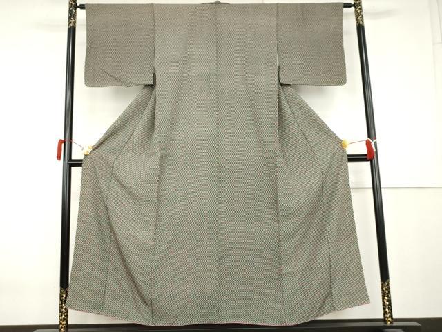 平和屋着物●江戸小紋　花菱文　黒地　正絹　逸品　AABL0086cs