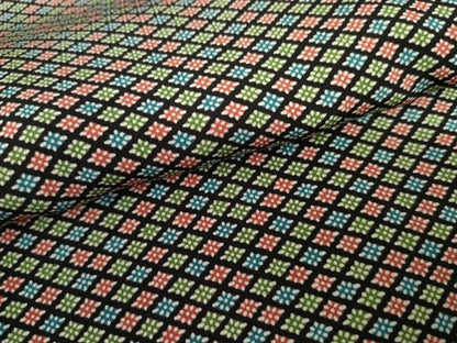 平和屋着物●江戸小紋　花菱文　黒地　正絹　逸品　AABL0086cs