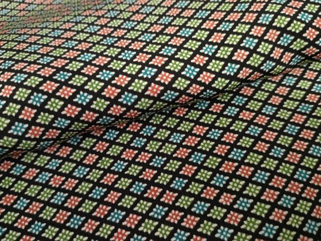 平和屋着物●江戸小紋　花菱文　黒地　正絹　逸品　AABL0086cs