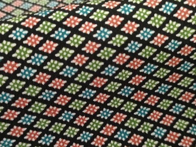 平和屋着物●江戸小紋　花菱文　黒地　正絹　逸品　AABL0086cs