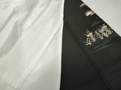平和屋着物●豪華黒留袖　渡り橋風景松竹梅文　金彩　正絹　逸品　AABL0087cs