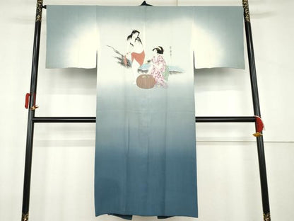 平和屋着物●長襦袢　袷　女人文　暈し染め　正絹　逸品　AABL0089cs