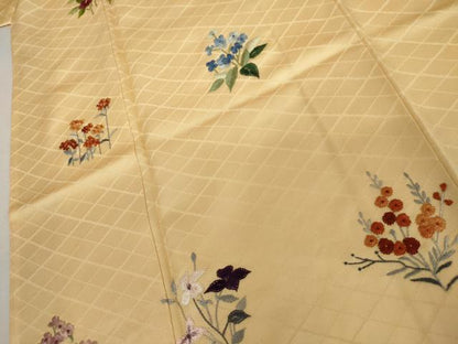 平和屋着物●訪問着　総刺繍　草花文　正絹　逸品　AABL0091cs