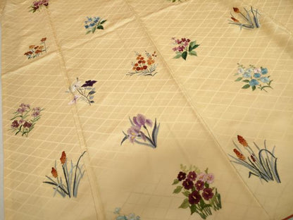 平和屋着物●訪問着　総刺繍　草花文　正絹　逸品　AABL0091cs