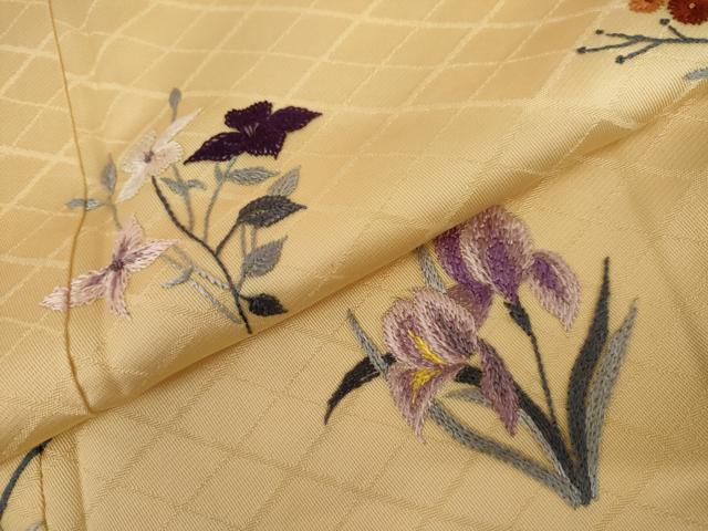 平和屋着物●訪問着　総刺繍　草花文　正絹　逸品　AABL0091cs