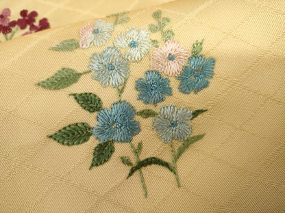 平和屋着物●訪問着　総刺繍　草花文　正絹　逸品　AABL0091cs