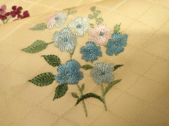 平和屋着物●訪問着　総刺繍　草花文　正絹　逸品　AABL0091cs