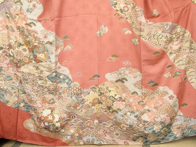 平和屋着物●豪華振袖　道長吉祥花松文　金彩　正絹　逸品　AABL0092cs