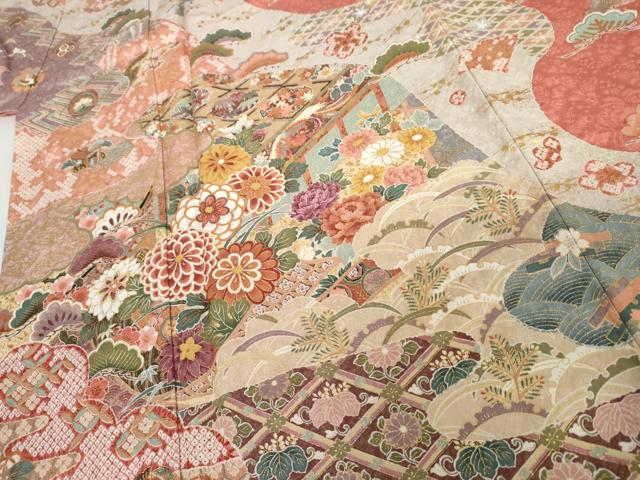 平和屋着物●豪華振袖　道長吉祥花松文　金彩　正絹　逸品　AABL0092cs