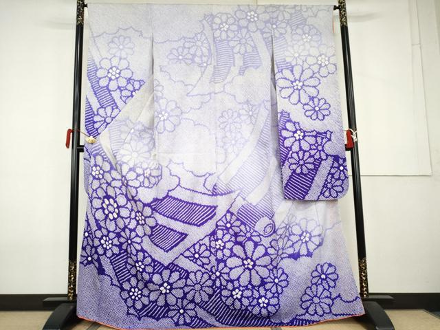 平和屋着物●豪華振袖　総絞り　絵巻花文　暈し染め　正絹　逸品　AABL0093cs