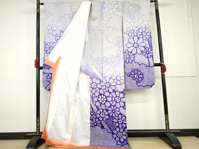平和屋着物●豪華振袖　総絞り　絵巻花文　暈し染め　正絹　逸品　AABL0093cs