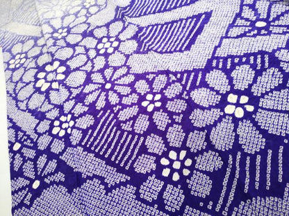 平和屋着物●豪華振袖　総絞り　絵巻花文　暈し染め　正絹　逸品　AABL0093cs