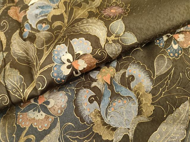 平和屋着物●染織作家　染織デザイナー　大島明　訪問着　更紗花文　金銀彩　正絹　逸品　AABL0094cs