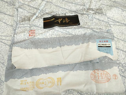 平和屋着物●京都手描友禅　中嶋剛司　小紋　舞花文　丹後ちりめん　反端付き　正絹　逸品　AABL0096cs