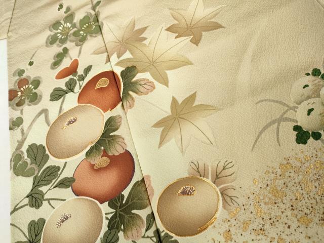 平和屋着物○ファッションデザイナー 花井幸子 訪問着 駒刺繍 光琳菊 梅 暈