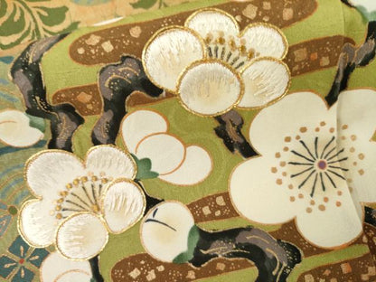 平和屋着物●ファッションデザイナー 花井幸子　色留袖　駒刺繍　松竹梅丸文　暈し染め　金糸　金彩　正絹　逸品　AABL0100cs