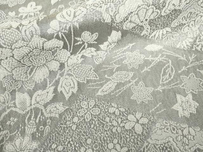平和屋着物●山岡古都・古都染人　染織美術品　薬墨染　天目織　お召　吉祥草花文　反端付き　正絹　逸品　AABL0105cs