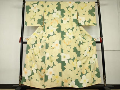 平和屋着物●上質な小紋　地紋起こし　舞花文　正絹　逸品　AABL0107cs