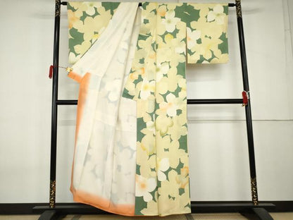 平和屋着物●上質な小紋　地紋起こし　舞花文　正絹　逸品　AABL0107cs