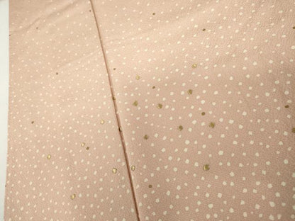 平和屋着物●ファッションデザイナー 花井幸子　訪問着　刺繍　あられ　水柿色地　金糸　金彩　正絹　逸品　AABL0108cs