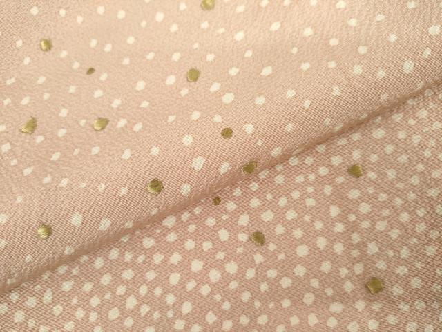 平和屋着物●ファッションデザイナー 花井幸子　訪問着　刺繍　あられ　水柿色地　金糸　金彩　正絹　逸品　AABL0108cs