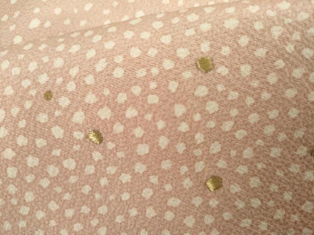 平和屋着物●ファッションデザイナー 花井幸子　訪問着　刺繍　あられ　水柿色地　金糸　金彩　正絹　逸品　AABL0108cs