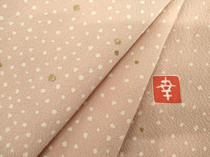 平和屋着物●ファッションデザイナー 花井幸子　訪問着　刺繍　あられ　水柿色地　金糸　金彩　正絹　逸品　AABL0108cs