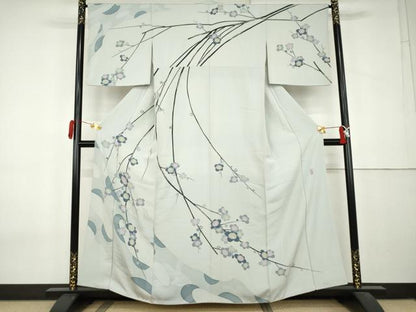 平和屋着物●京友禅　阪東峰彩　訪問着　枝梅　正絹　逸品　AABL0109cs