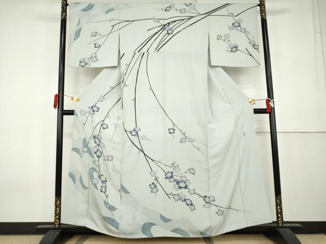 平和屋着物●京友禅　阪東峰彩　訪問着　枝梅　正絹　逸品　AABL0109cs