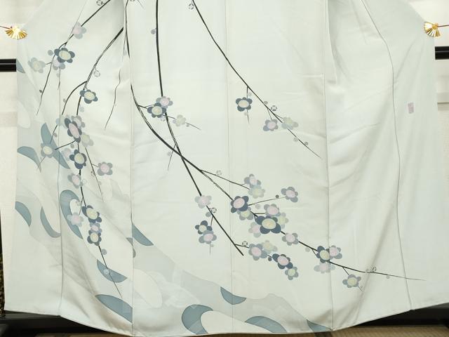 平和屋着物●京友禅　阪東峰彩　訪問着　枝梅　正絹　逸品　AABL0109cs