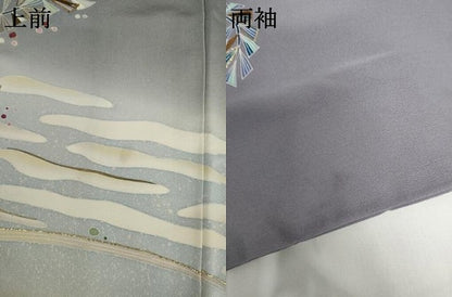 平和屋着物●訪問着　友禅　駒刺繍　枝葉文　暈し染め　金糸　金彩　正絹　逸品　AABL0110cs